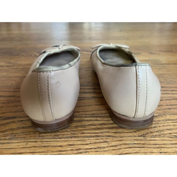 Coco CHANEL Cream Black Leather Ballet Flat Slip On Shoes Women's Size EU 36 - Picture 4 of 7